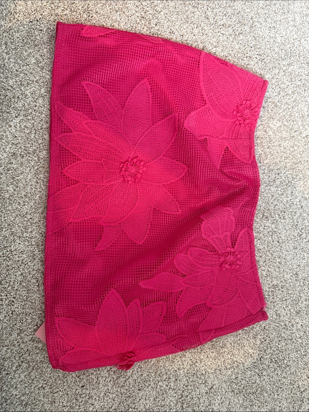 Fuchsia Crochet Floral mini skirt NWT